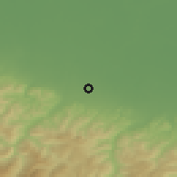 Shaded relief of the 52 km around Formigine, drawn from the GMTED2010 grid