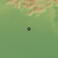 Shaded relief of the 51 km around Ghedi, drawn from the GMTED2010 grid