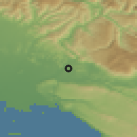 Shaded relief of the 51 km around Gorizia, drawn from the GMTED2010 grid