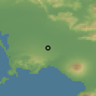 Shaded relief of the 53 km around Grumo Nevano, drawn from the GMTED2010 grid