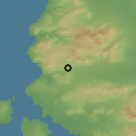Shaded relief of the 54 km around Iglesias, drawn from the GMTED2010 grid