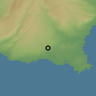 Shaded relief of the 54 km around Ispica, drawn from the GMTED2010 grid