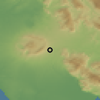 Shaded relief of the 53 km around Lariano, drawn from the GMTED2010 grid