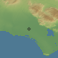 Shaded relief of the 53 km around Latina, drawn from the GMTED2010 grid