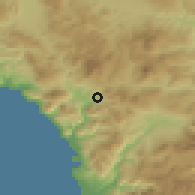 Shaded relief of the 53 km around Lauria, drawn from the GMTED2010 grid