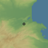 Shaded relief of the 54 km around Lentini, drawn from the GMTED2010 grid