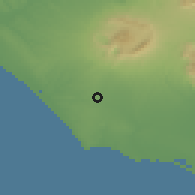 Shaded relief of the 53 km around Aprilia, drawn from the GMTED2010 grid