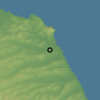 Shaded relief of the 52 km around Loreto, drawn from the GMTED2010 grid