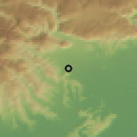 Shaded relief of the 51 km around Malo, drawn from the GMTED2010 grid