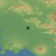 Shaded relief of the 53 km around Marcianise, drawn from the GMTED2010 grid