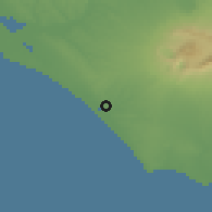 Shaded relief of the 53 km around Ardea, drawn from the GMTED2010 grid