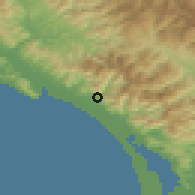 Shaded relief of the 52 km around Massa, drawn from the GMTED2010 grid