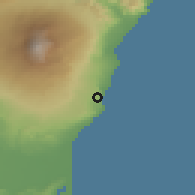 Shaded relief of the 54 km around Acireale, drawn from the GMTED2010 grid