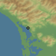 Shaded relief of the 52 km around Massarosa, drawn from the GMTED2010 grid