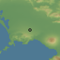 Shaded relief of the 53 km around Melito di Napoli, drawn from the GMTED2010 grid