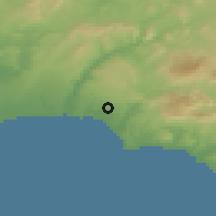 Shaded relief of the 54 km around Menfi, drawn from the GMTED2010 grid