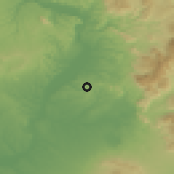 Shaded relief of the 53 km around Mentana, drawn from the GMTED2010 grid