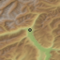 Shaded relief of the 51 km around Merano, drawn from the GMTED2010 grid