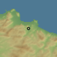 Shaded relief of the 54 km around Misilmeri, drawn from the GMTED2010 grid