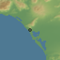 Shaded relief of the 53 km around Mondragone, drawn from the GMTED2010 grid