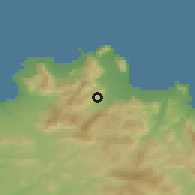 Shaded relief of the 54 km around Monreale, drawn from the GMTED2010 grid