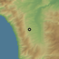 Shaded relief of the 53 km around Montalto Uffugo, drawn from the GMTED2010 grid