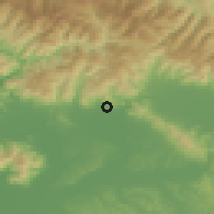 Shaded relief of the 52 km around Montecatini-Terme, drawn from the GMTED2010 grid