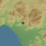Shaded relief of the 53 km around Montecorvino Rovella, drawn from the GMTED2010 grid