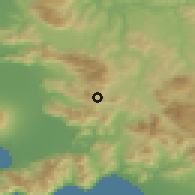 Shaded relief of the 53 km around Monteforte Irpino, drawn from the GMTED2010 grid