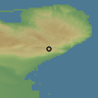 Shaded relief of the 53 km around Monte Sant'Angelo, drawn from the GMTED2010 grid