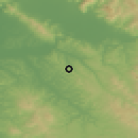 Shaded relief of the 52 km around Montespertoli, drawn from the GMTED2010 grid