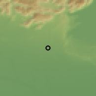 Shaded relief of the 51 km around Montichiari, drawn from the GMTED2010 grid