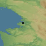 Shaded relief of the 51 km around Muggia, drawn from the GMTED2010 grid