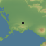 Shaded relief of the 53 km around Mugnano di Napoli, drawn from the GMTED2010 grid