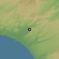Shaded relief of the 54 km around Niscemi, drawn from the GMTED2010 grid