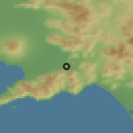 Shaded relief of the 53 km around Nocera Inferiore, drawn from the GMTED2010 grid