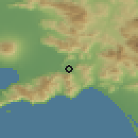 Shaded relief of the 53 km around Nocera Superiore, drawn from the GMTED2010 grid