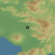 Shaded relief of the 53 km around Nola, drawn from the GMTED2010 grid