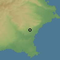 Shaded relief of the 54 km around Noto, drawn from the GMTED2010 grid