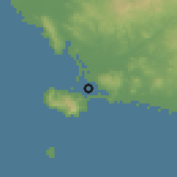 Shaded relief of the 52 km around Orbetello, drawn from the GMTED2010 grid