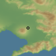 Shaded relief of the 53 km around Ottaviano, drawn from the GMTED2010 grid