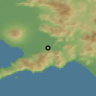 Shaded relief of the 53 km around Pagani, drawn from the GMTED2010 grid