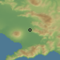 Shaded relief of the 53 km around Palma Campania, drawn from the GMTED2010 grid