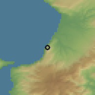 Shaded relief of the 54 km around Palmi, drawn from the GMTED2010 grid