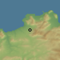Shaded relief of the 54 km around Partinico, drawn from the GMTED2010 grid