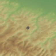 Shaded relief of the 52 km around Pavullo nel Frignano, drawn from the GMTED2010 grid