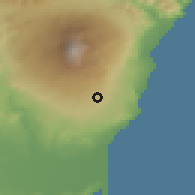 Shaded relief of the 54 km around Pedara, drawn from the GMTED2010 grid
