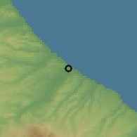 Shaded relief of the 52 km around Pescara, drawn from the GMTED2010 grid