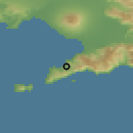 Shaded relief of the 53 km around Piano di Sorrento, drawn from the GMTED2010 grid