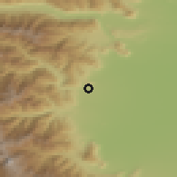 Shaded relief of the 52 km around Pinerolo, drawn from the GMTED2010 grid